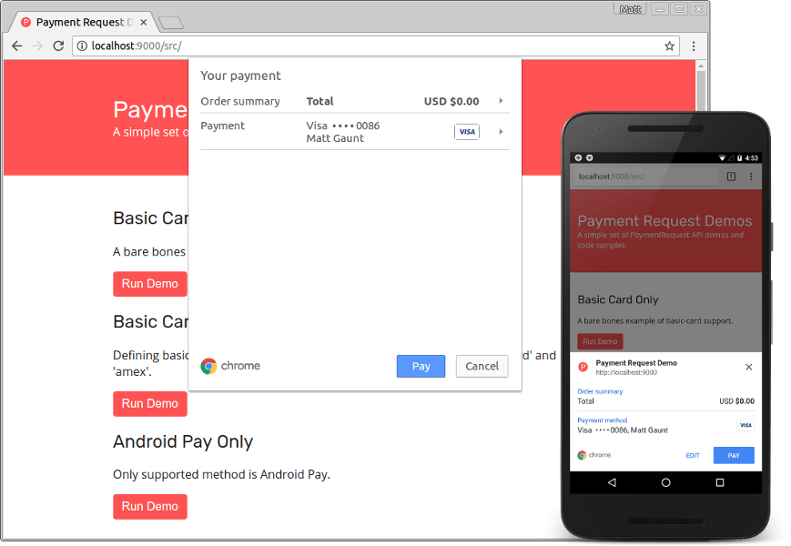 Web payment API